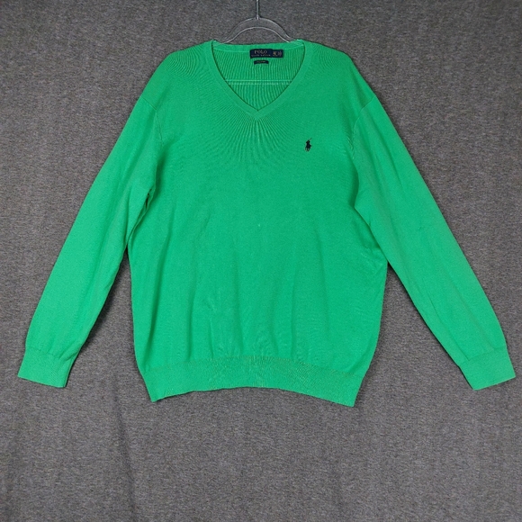 Polo Ralph Lauren Other - POLO RALPH LAUREN MEN GREEN 100% PIMA COTTON PREPPY VNECK SWEATER SIZE XLT